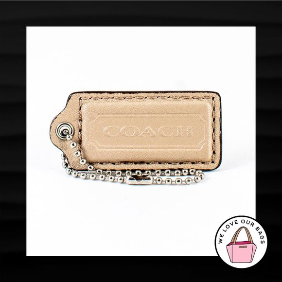 2.25" Medium COACH PUTTY TAUPE TAN LEATHER KEYFOB BAG CHARM KEYCHAIN HANGTAG TAG - Picture 1 of 1